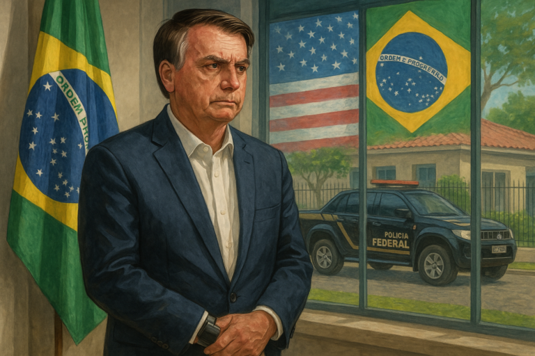Bolsonaro sob monitor eletrônico e pressão global